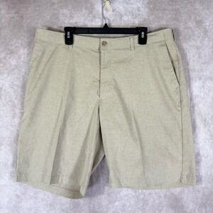 PGA Tour Golf Shorts Mens 40 Khaki Tan Heathered Stretch Flat Front Activewear